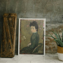 Eva Meurier in a Green Dress Poster