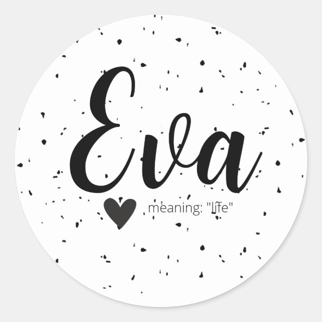 Eva Name Labels Meaning Minimal Modern Black White (Front)