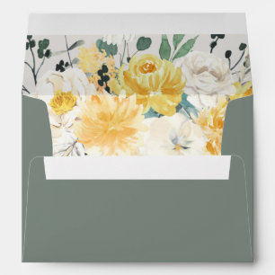 EVA Spring Yellow Floral Green Invitation Envelope