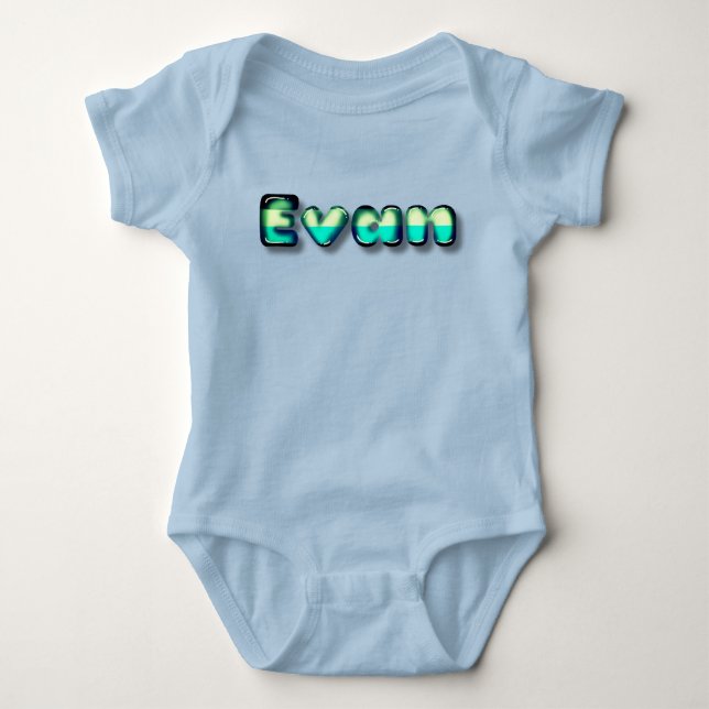 Evan baby boy name kawaii 3d letters bodysuit (Front)