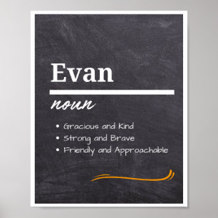 Evan, Boy Personalised Name Definition Poster