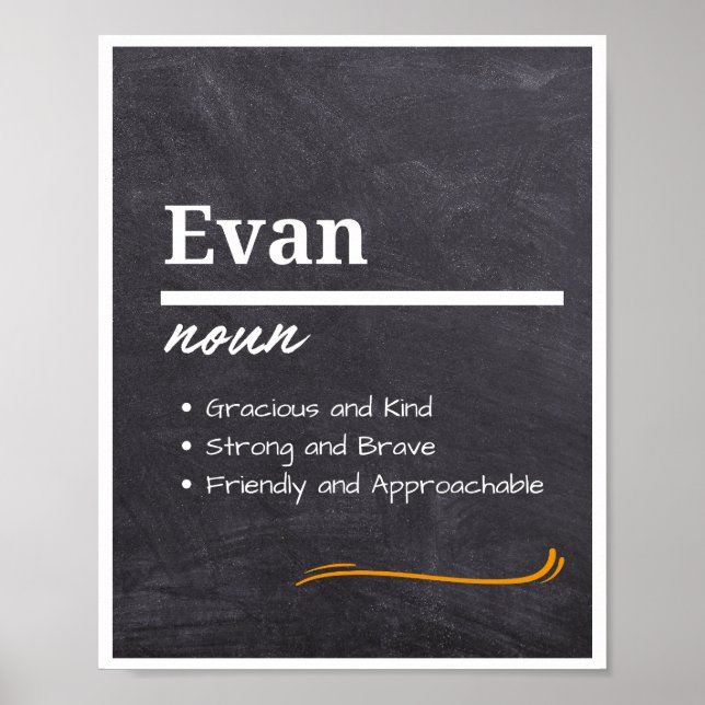 Evan, Boy Personalised Name Definition Poster (Front)