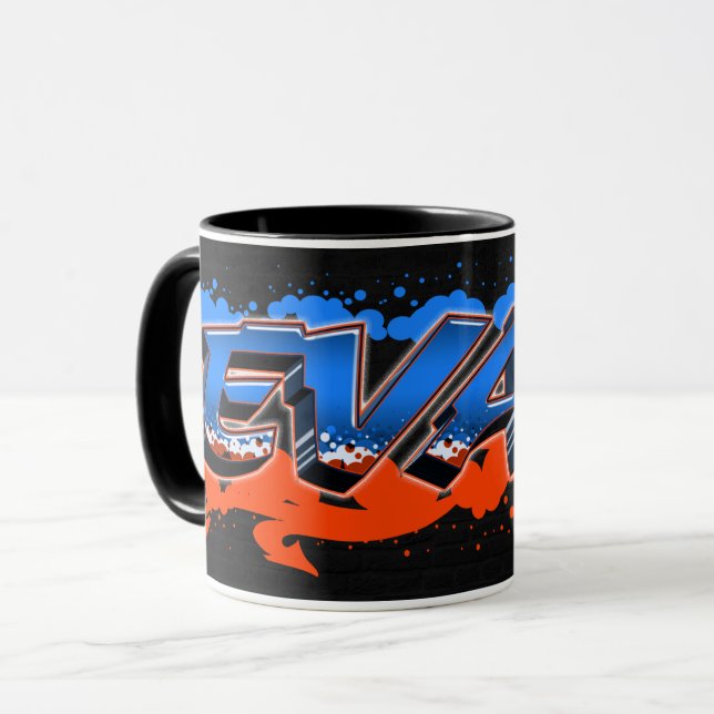 Evan first name name graffiti blue orange mug (Front Left)