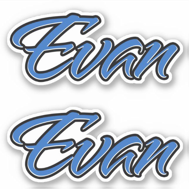 Evan Name blue sticker Sticker Stickerset (Front)