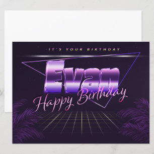 Evan Name Vorname lila retro Karte Geburtstag Card