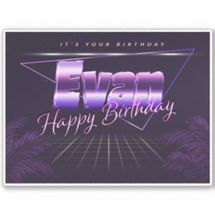 Evan Name Vorname lila retro Sticker Geburtstag