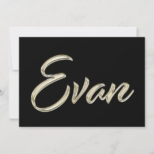 Evan Name white gold Handwriting Card