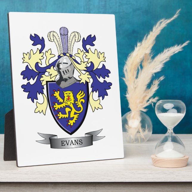 Evans Family Crest Coat of Arms Plaque (Side)