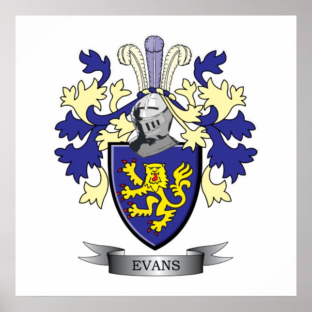 Evans Family Crest Coat of Arms Poster (Front)