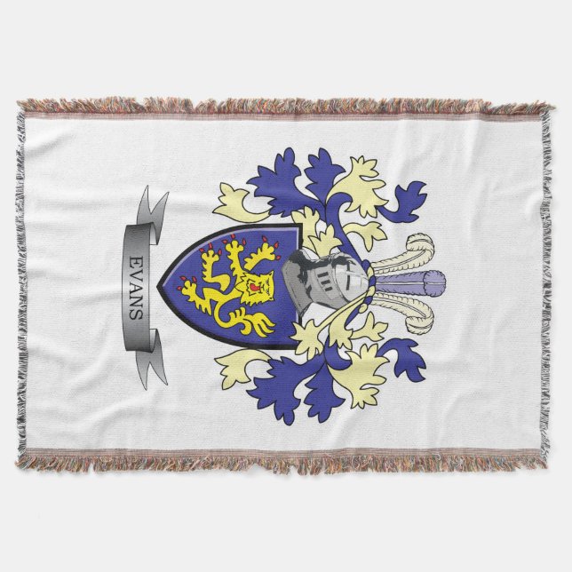 Evans Family Crest Coat of Arms Throw Blanket (Front)