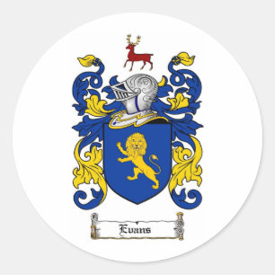 EVANS FAMILY CREST - EVANS COAT OF ARMS CLASSIC ROUND STICKER