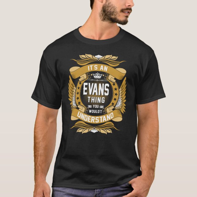 EVANS Name, EVANS family name crest T-Shirt (Front)