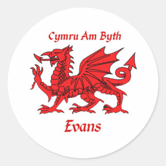 Evans Welsh Dragon Classic Round Sticker