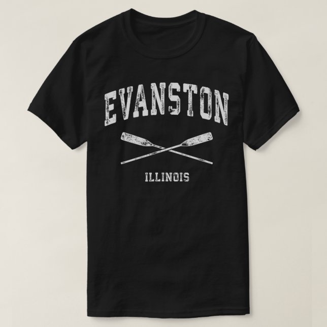 Evanston Illinois Vintage Nautical Crossed Oars  T-Shirt (Design Front)