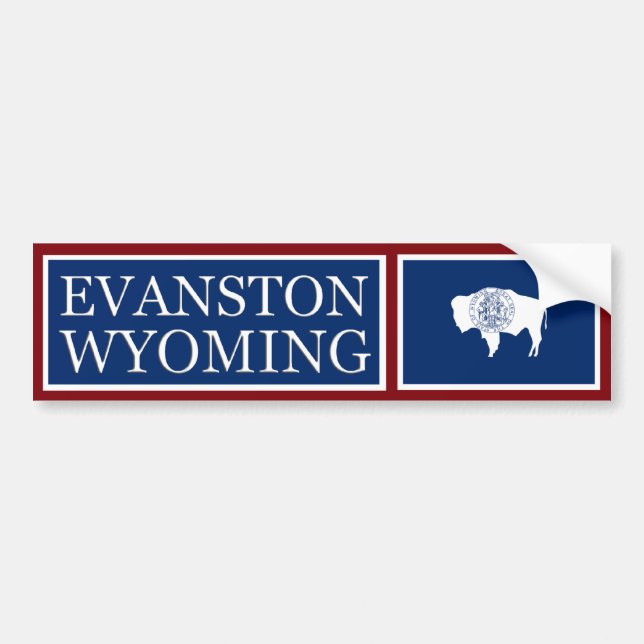 Evanston Wyoming State Flag Bumper Sticker (Front)