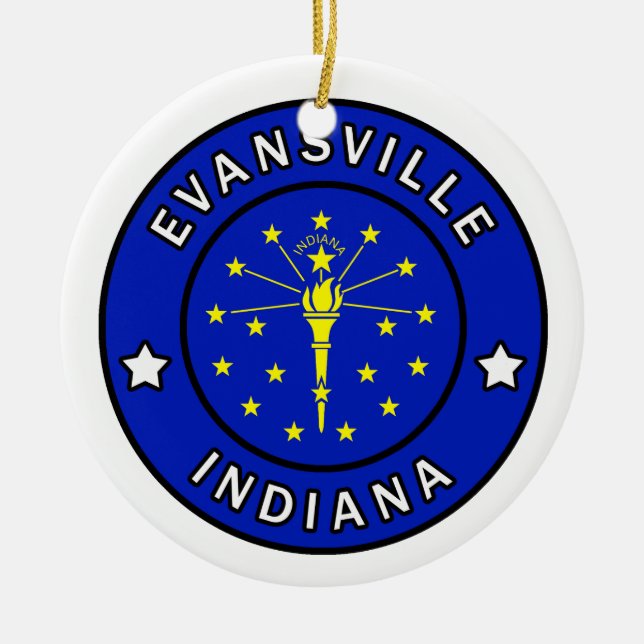 Evansville Indiana Ceramic Tree Decoration (Front)