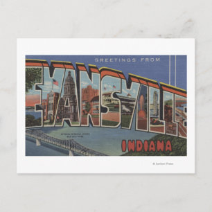 Evansville, Indiana - Large Letter Scenes Postcard