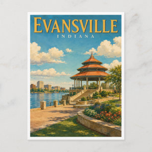 Evansville Indiana Riverfront Pagoda GeoSaga Postcard