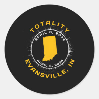 Evansville Indiana Solar Eclipse April 8 2024 Tota Classic Round Sticker