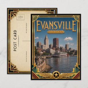 Evansville Indiana Vintage Art Deco Golden Age Postcard