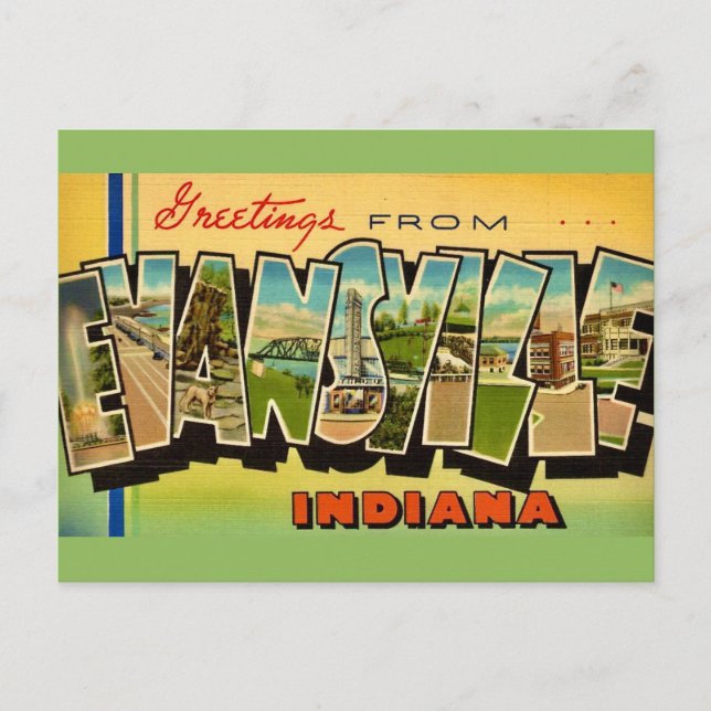 Evansville Indiana Vintage Postcard (Front)