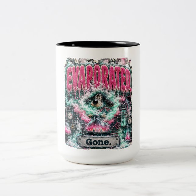 Evaporated Gone Personalised Funny Burnout Two-Tone Coffee Mug (Center)