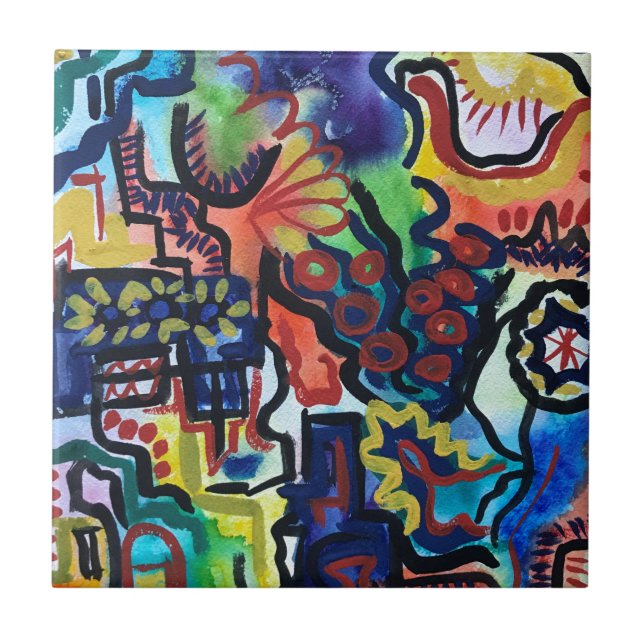 Eva's Garden-Hand Painted Modern Art Tile (Front)
