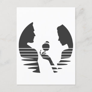 Eve Hands An Apple To Adam, Black Version 1/3 Postcard