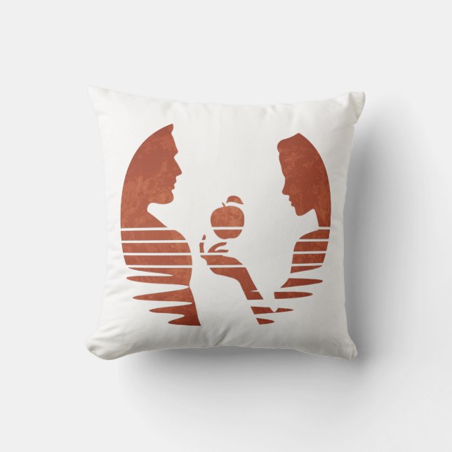 Eve Hands An Apple To Adam, Grunge Version 3/3 Cushion (Front)