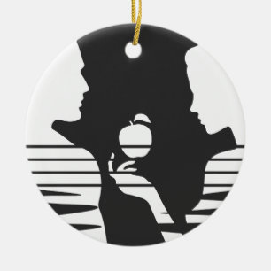 Eve Hands An Apple To Adam, White Version 2/3 Ceramic Tree Decoration