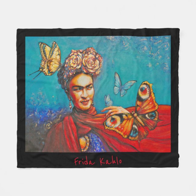 Eve Painted Frida Fleece Blanket (Front (Horizontal))