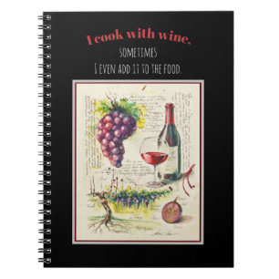 EVE Painted  Illustration of Red Wine & Quote     Notebook
