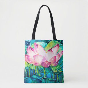EVE Painted Lotus Flower Tote Bag