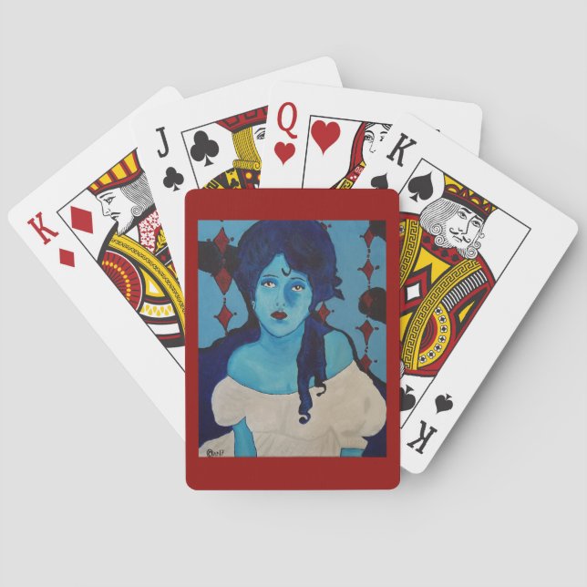 Evelyn Blue Playing Cards (Back)