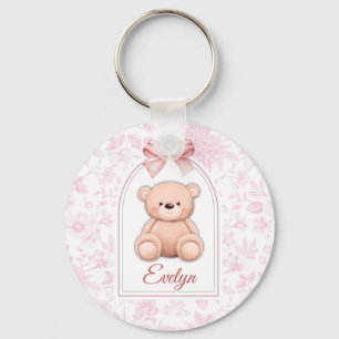 Evelyn   Custom Pink Teddy Bear Nursery Design  Key Ring