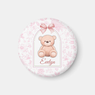 Evelyn   Custom Pink Teddy Bear Nursery Design  Magnet