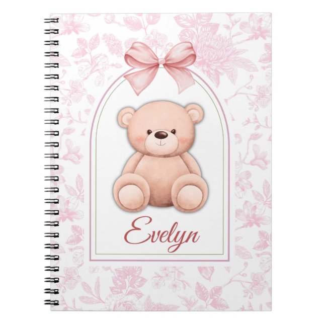 Evelyn | Custom Pink Teddy Bear Nursery Design  Notebook (Front)