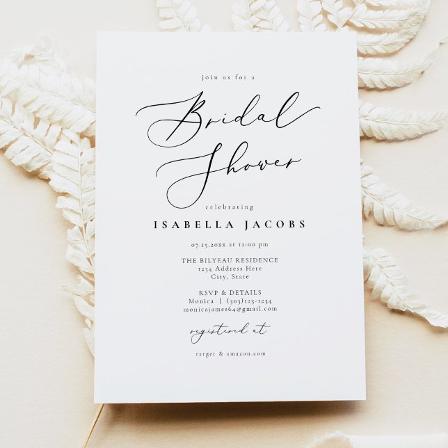 EVELYN Elegant Calligraphy Script Bridal Shower Invitation (Creator Uploaded)
