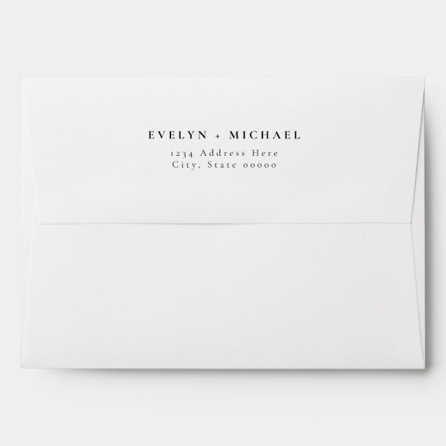 EVELYN Elegant Minimalist Wedding Return Address  Envelope (Back (Top Flap))