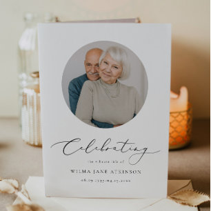 EVELYN Elegant Script Memorial Funeral Program Card