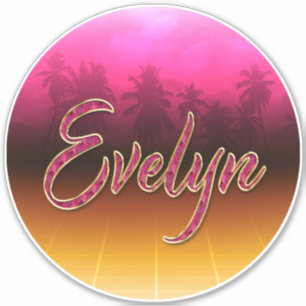 Evelyn First Name Golden pink Sticker