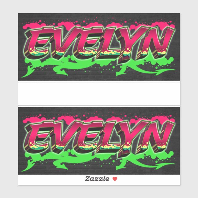 Evelyn First Name Graffiti Decal Sticker (Sheet)
