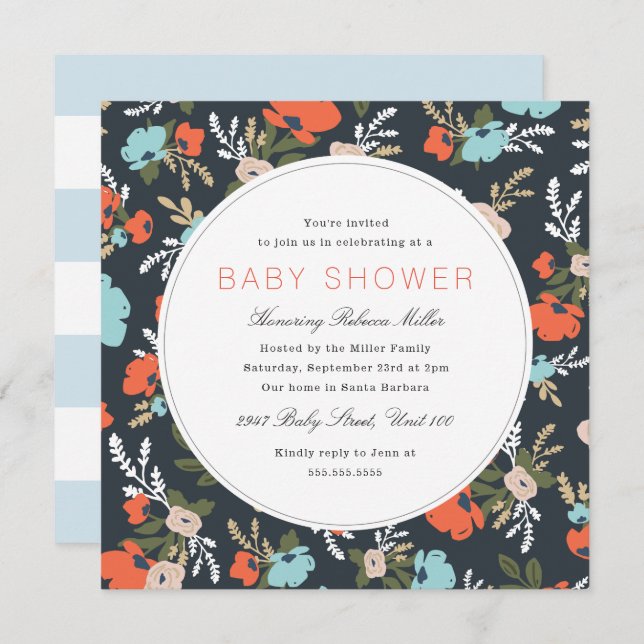 Evelyn Floral Baby Shower Invitation (Front/Back)