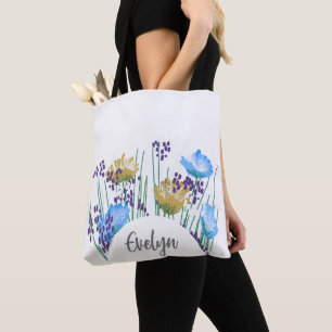 Evelyn Floral Monogram Tote Bag