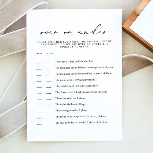 EVELYN Minimalist Over Under Baby Shower Game Card