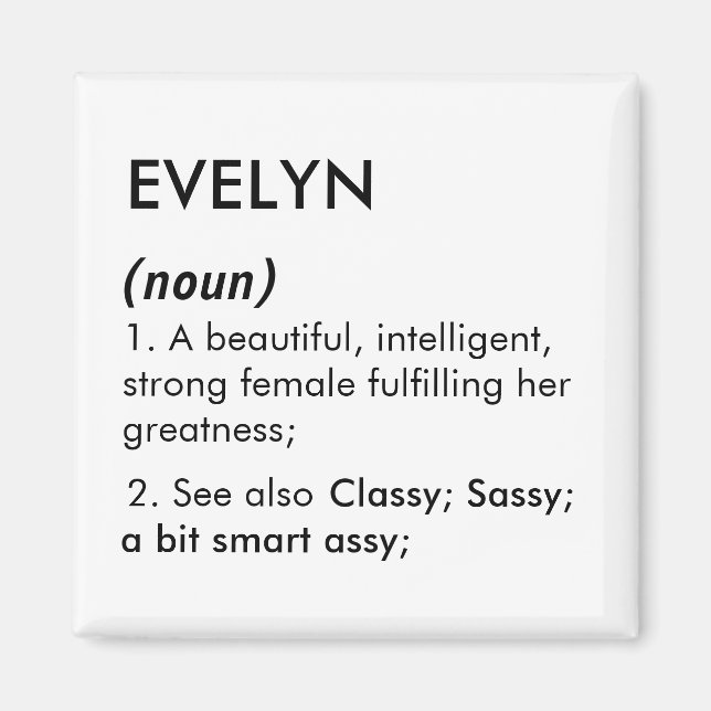 Evelyn name, Editable name, Custom name Magnet (Front)