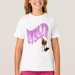 Evelyn, Name Logo, With Horse, T-Shirt