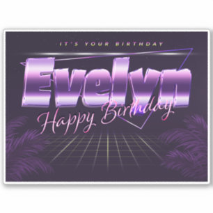 Evelyn Name Vorname lila retro Sticker Geburtstag