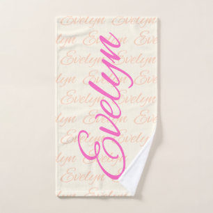 Evelyn Repeating Name Pattern  Bath Towel Set