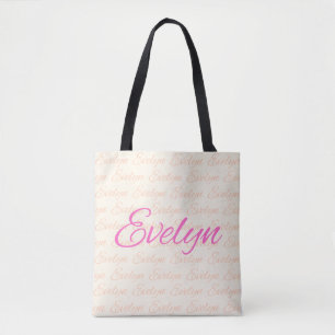 Evelyn Repeating Name Pattern Tote Bag
